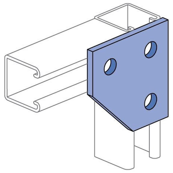 Unistrut P1334-EG, 1-5/8"" Channel, 3-Hole, Corner, Channel Plate Fitting, 1 pc