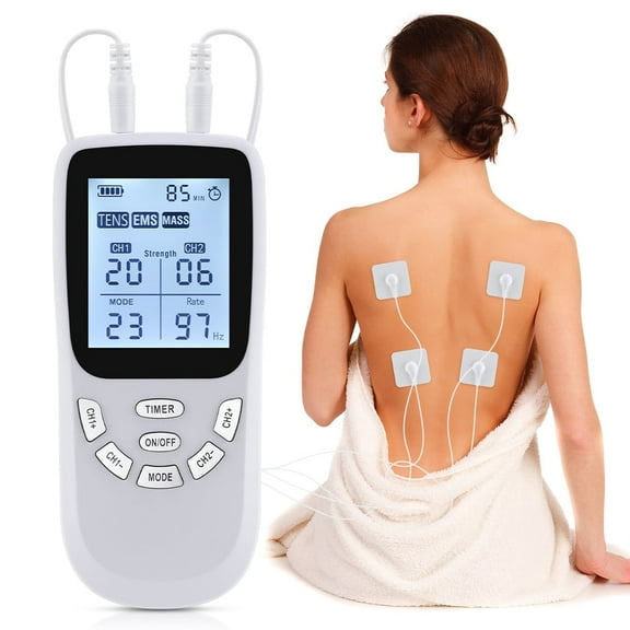 Unit Rechargeable Muscle Stimulator EMS Dual Channel with Reusable Electrode Pads 36 Modes for Back Neck,TENS Unit Electronic Pulse Massager for Back Neck Muscle Therapy Pulse Massager,White