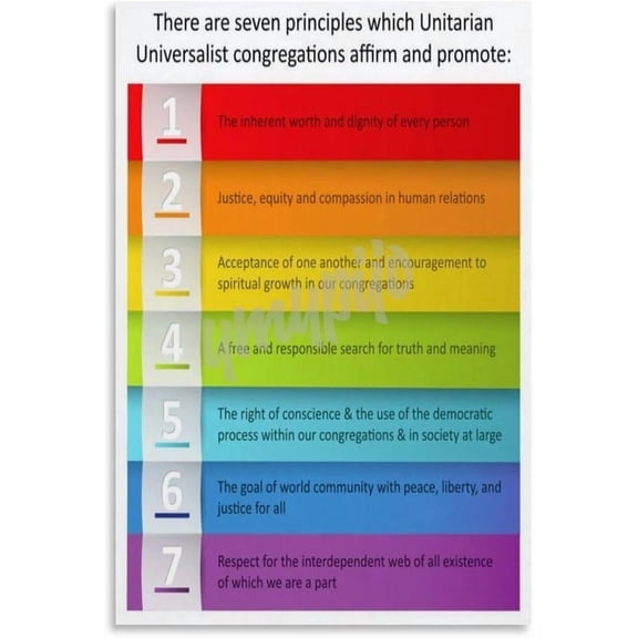 Unitarian Universalist 7 Principles Poster Inspirational Quotes (5) Canvas for Bedroom Living Room Decor