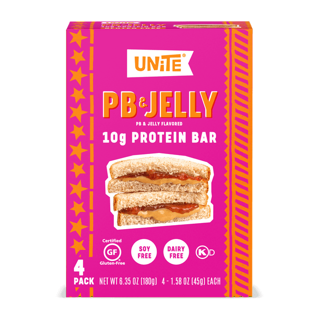 Unite Food High-Protein Bar, Peanut Butter and Jelly, 4 Ct, 1.58 oz.