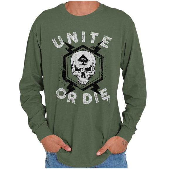 Unite or Die Defend Freedom Patriotic Plus Size Long Sleeve Graphic Tee Shirt Brisco Brands 2X