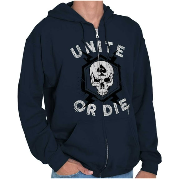 Unite or Die Defend Freedom Patriotic Zip Up Hoodie Men's Women's Brisco Brands S