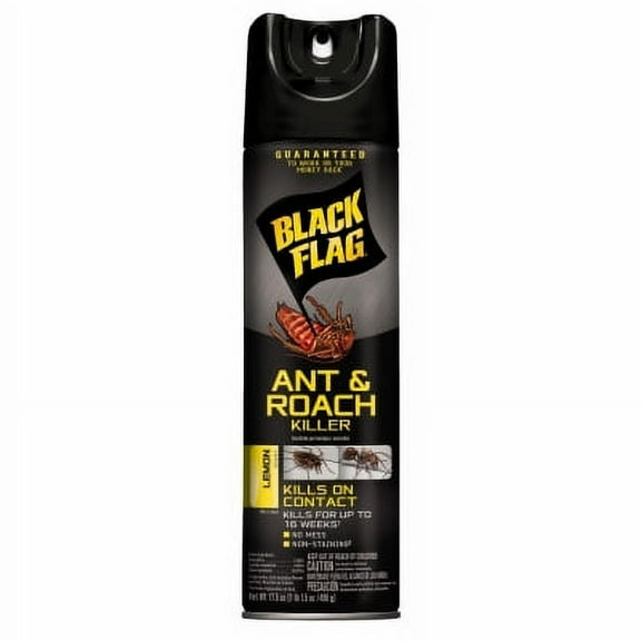 United 2PK Black Flag 17.5 OZ Ant & Roach Killer Lemon Scent Kills On Con