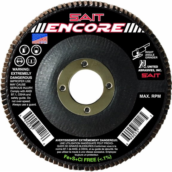 United Abrasives-SAIT 71228 Type 27 Encore Flap Disc, 5-Inch x 7/8-Inch Z 60X, 10-Pack