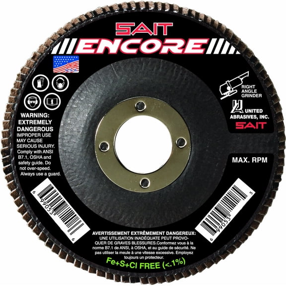 United Abrasives-SAIT 71229 Type 27 Encore Flap Disc, 5-Inch x 7/8-Inch Z 80X, 10-Pack