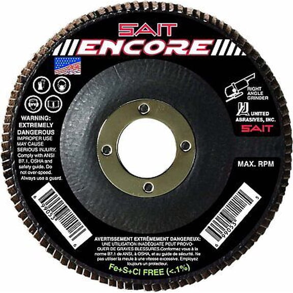 United Abrasives SAIT 71231 Type 27 Encore Flap Disc 5" x 7/8" Z 120X 10PK