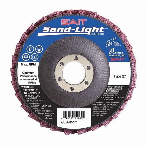SAIT 71984 Sand-Light Flap Discs, 4-1/2" x 7/8", Very Fine (Blue) 71984