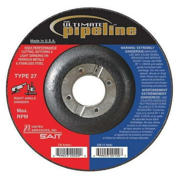 United Abrasives/Sait Abrasive Pipeline Wheel,7 in Dia,Type 27 20135