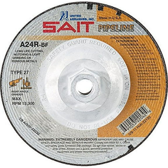 Sait 22062 9" x 1/8" x 5/8-11 Pipeline Cutting/Grinding Wheel
