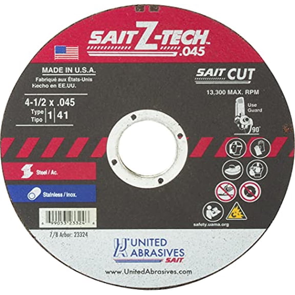 United Abrasives23324 4-1/2x.045x7/8 Z-Tech High Performance Cut-off Wheels, 50 pack$$Tools