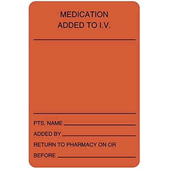 United Ad Label Medication Added Labels Medication Added, 2" x 3", Permanent Paper Label, Fluorescent Red, One Roll of 320 Labels