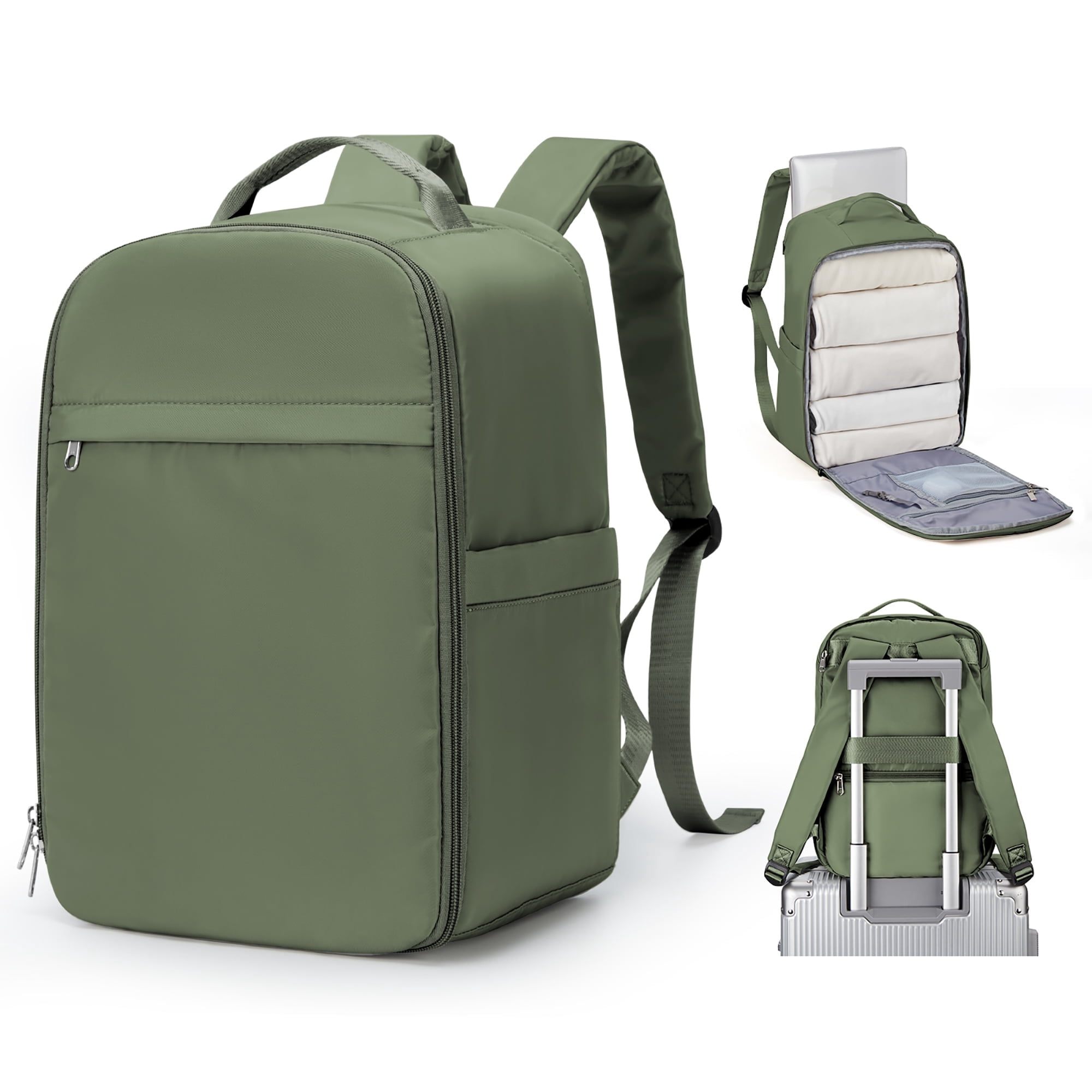 United Airline Approved Personal Item Travel Bag for Women, Underseat Luggage Carry On Backpack for Men, Cabin Size Waterproof Laptop Backpack, Mochila De Viaje, Rucksack Casual Daypack, Grey Green