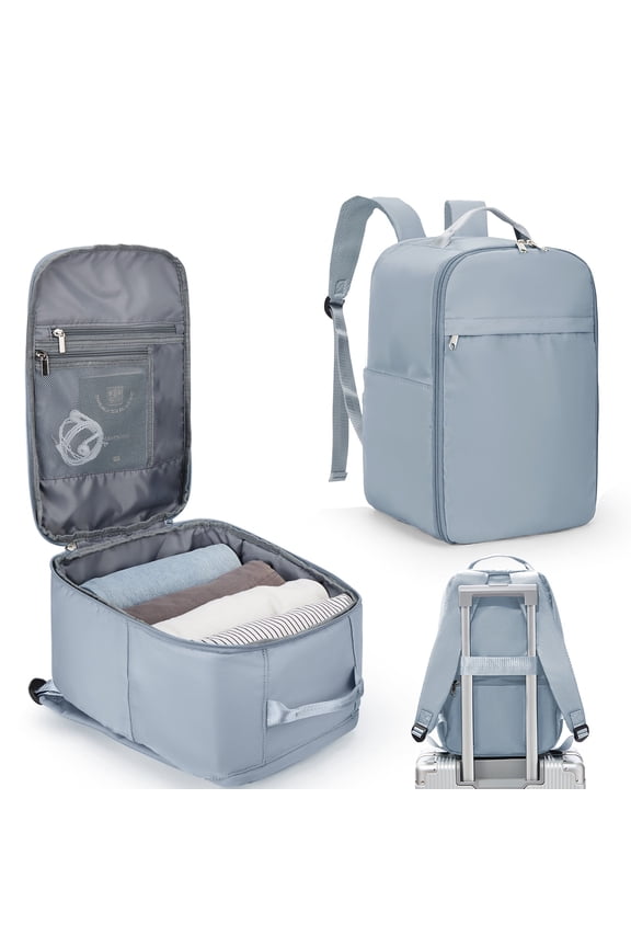United Airline Approved Personal Item Travel Bag for Women, Underseat Luggage Carry On Backpack for Men, Cabin Size Waterproof Laptop Backpack, Mochila De Viaje, Rucksack Casual Daypack, Grey Blue