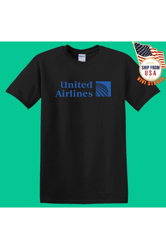 United Airlines Men's Black T-Shirt Size S - 5XL