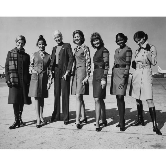 United Airlines Stewardesses Modeling Their Latest Uniforms History (36 x 24)