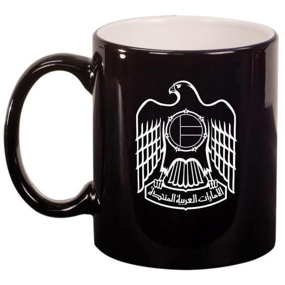 United Arab Emirates Eagle Ceramic Coffee Mug Tea Cup Gift (11oz Gloss Black)