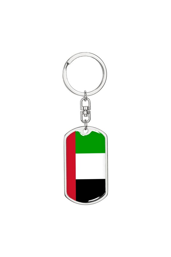 United Arab Emirates Flag Dog Tag Keychain Stainless Steel Silver Tone or Gold Tone