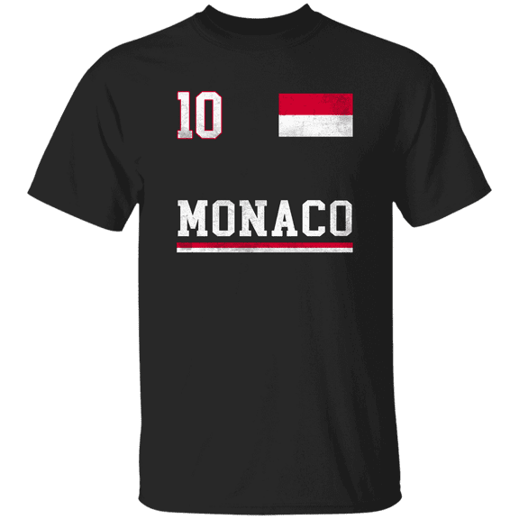 Monaco Flag Emblem Monacan Pride Proud Men Women Soccer Fan T-Shirt