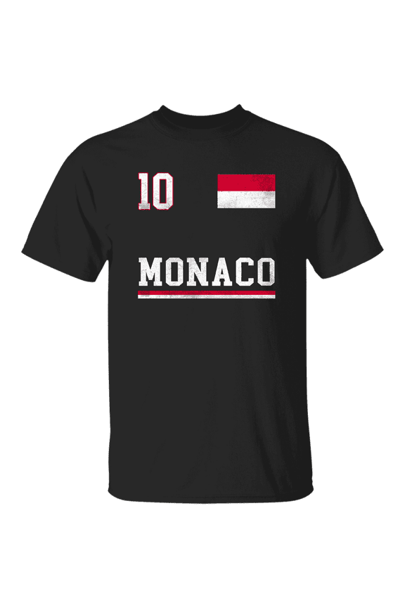 Monaco Flag Emblem Monacan Pride Proud Men Women Soccer Fan T-Shirt