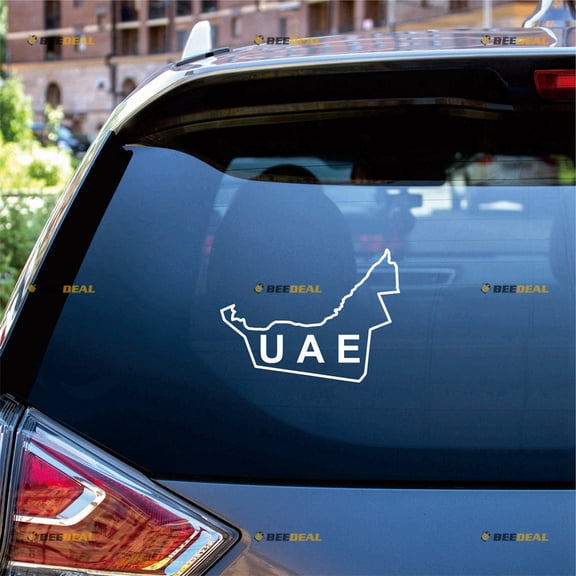 United Arab Emirates UAE Map Outline Sticker Decal Vinyl - 2 Pack White 4" - For Car Boat Laptop Cup No Background Die-cut