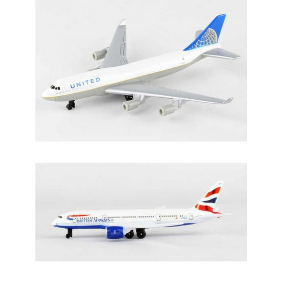 United, British Airways Airlines Diecast Airplane Package - Two 5.5" Diecast Model Planes
