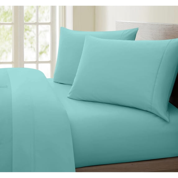 United Collection 1200 Thread Count Egyptian Quality Cotton Luxurious Super Soft Solid Sheet Set Aqua - Full