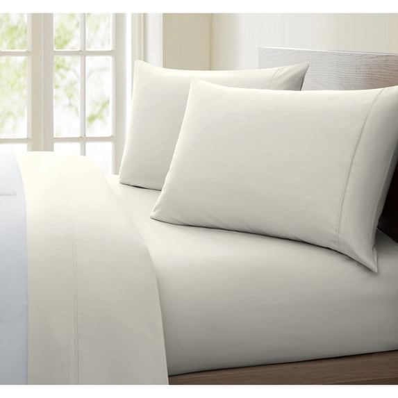 United Collection 1200 Thread Count Egyptian Quality Cotton Luxurious Super Soft Solid Sheet Set Ivory - Queen