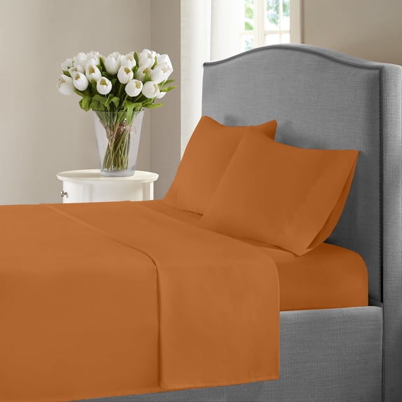 United Collection 1200 Thread Count Egyptian Quality Cotton Luxurious Super Soft Solid Sheet Set Spice - Full