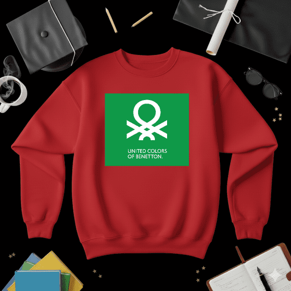 United Colors of Benetton Vintage Retail Fashion Logo Fan Sweatshirt V41357, up to size 5XL