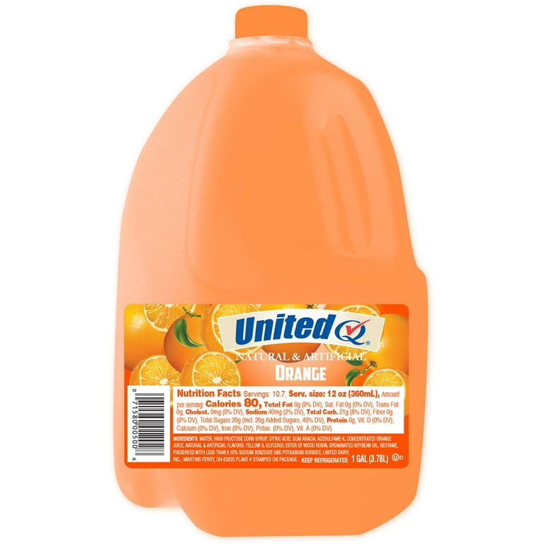 UNITED DAIRY 100% Pure Orange Juice 1 GAL PLASTIC JUG