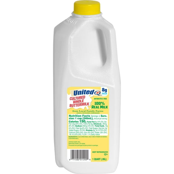United Dairy Whole Buttermilk Half Gallon