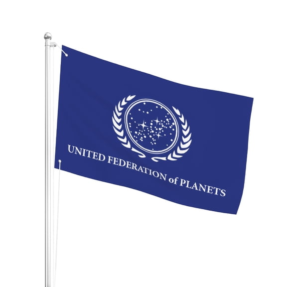 United Federation of Planets Flag 3x2 Ft Double Sided United Federation Banner Flags with 2 Brass Grommets for Dorm Room Home Office Wall Decoration Indoor Outdoor Parties