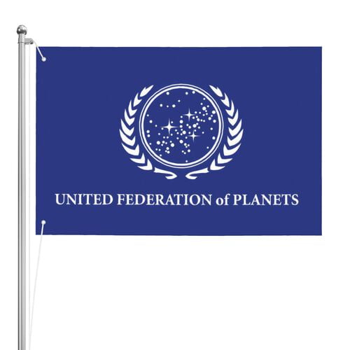 United Federation of Planets Flag 4x6 Ft Double Sided United Federation Banner Flags with 2 Brass Grommets for Dorm Room Home Office Wall Decoration Indoor Outdoor Parties