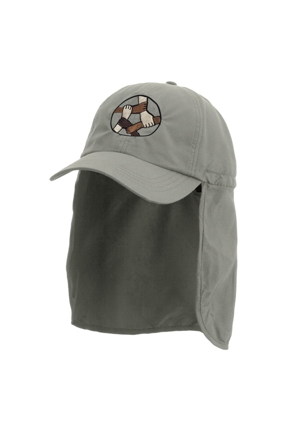 United Friends Embroidered Flap Hats - Grey OSFM