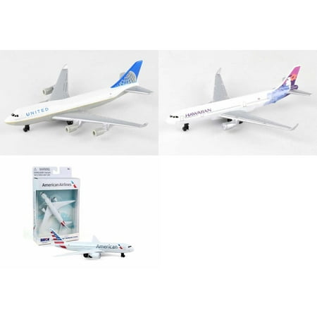 United, Hawaiian, American Airlines Diecast Airplane Package - Three 5.5" Diecast Model Planes