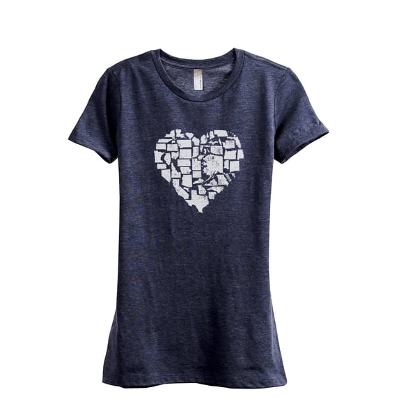 United Hearts Women's Fashion Relaxed T-Shirt Tee Heather Navy Large