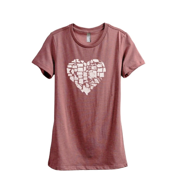 United Hearts Women's Fashion Relaxed T-Shirt Tee Heather Rouge Large