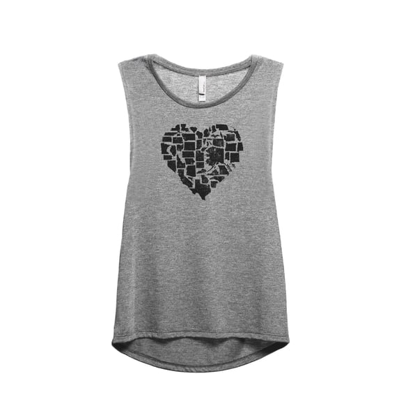 United Hearts Women's Fashion Sleeveless Muscle Workout Yoga Tank Top Heather Grey Grey 2X-Large