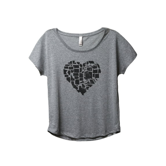 United Hearts Women's Fashion Slouchy Dolman T-Shirt Tee Heather Grey Medium