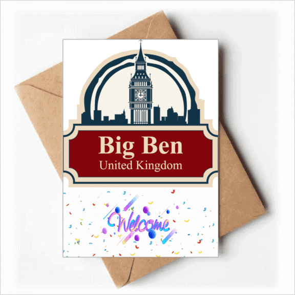 United Kingdom Country City Big Ben London UK Welcome Back Greeting Cards Envelopes Blank