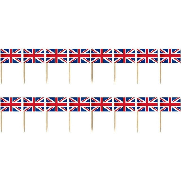 100Pcs British flag insert mini cake topersitos para comida mini flags uk  british toothpick british pancake toppers queens jubilee flags toothpick