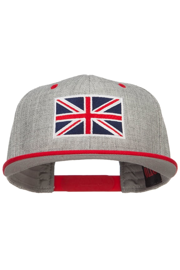 United Kingdom Flag Embroidered Two Tone Cap - Red Grey OSFM