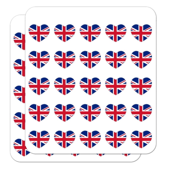 United Kingdom Great Britain Union Jack Country Flag 1" Heart Shaped Planner Calendar Scrapbook Craft Clear Stickers
