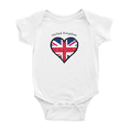 thumbnail image 1 of United Kingdom Heart Love Cute Baby Clothing Bodysuits Boy Girl Clothes, 1 of 5