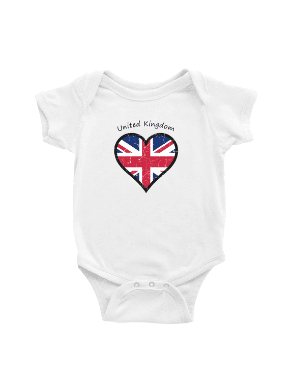United Kingdom Heart Love Cute Baby Clothing Bodysuits Boy Girl Clothes