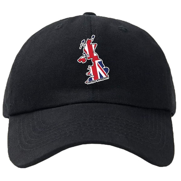 United Kingdom Map Flag Baseball Cap Hat Hook & Loop Closure - Personalize it!