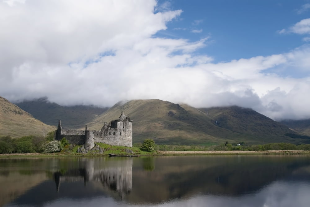 United Kingdom Scotland Kilcurn Castle on a peninsula at the end of Loch Awe Castle reflecting in water Canvas Art - Richard Maschmeyer Design Pics (19 x 12)