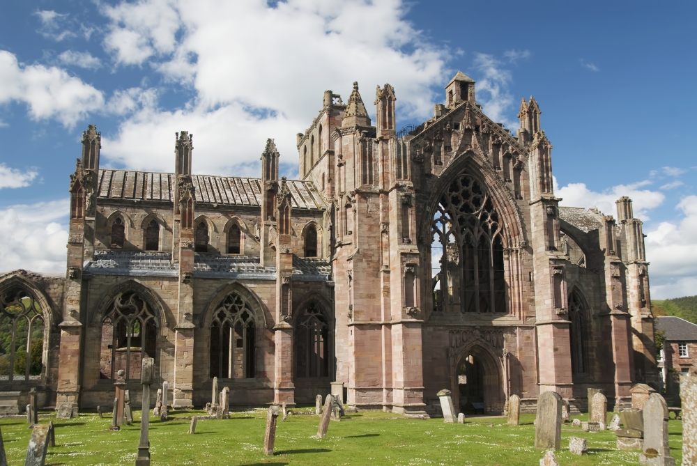 United Kingdom Scotland Melrose Ruins of the Melrose Abbey Founded by monks in 1136 Canvas Art - Richard Maschmeyer Design Pics (19 x 12)