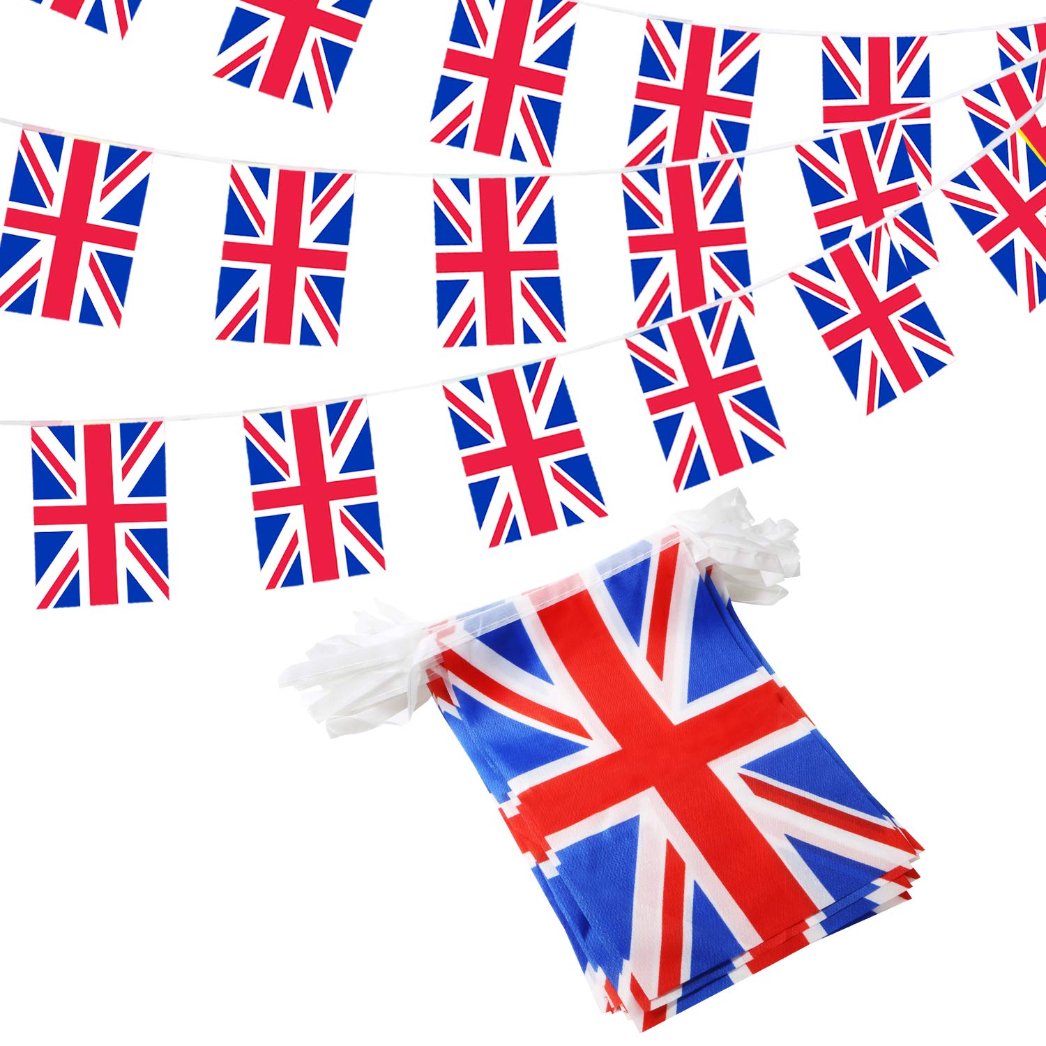 Union Jack Bunting Red White Blue 20 Flags VE Day Celebration Street Party 10m E - Foto 10
