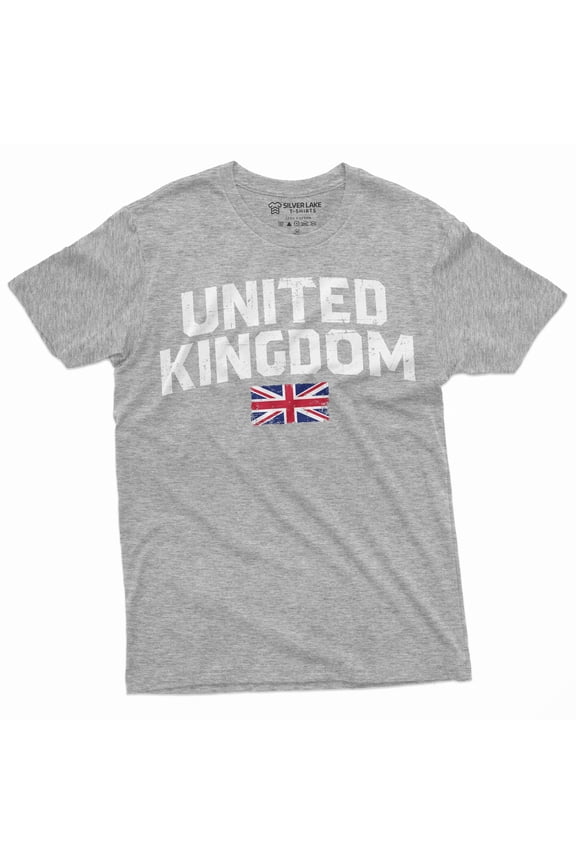 United Kingdom T-Shirt Uk Flag Coat Of Arms Mens Unisex Tee Shirt (Medium Grey)